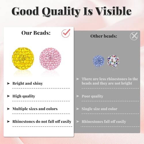 HUISUYTON 182 Pcs Beads for Pens, Beadable Pen Beads, 12/16/20mm Rhinestone Bead with Spacer Bead for Bracelet Necklace Earring Jewelry Pen Making - color: 182 PCS Rhinestone Beads Set