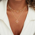Dremmy Studios Dainty Gold Choker Necklace for Women 14K Gold Plated Coin Disc Figaro Layered Beaded Flat Mariner Sideways Cross Wishbone Link Clavicle Necklaces - style: 5.0mm Paperclip Chain