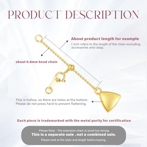 18k Yellow Gold 1"/2"/3"/4"/5"/6" Adjustable Necklace Extender Chain, 18k Gold Adjustable Necklace Extender Bracelet Anklet Extension Chain, Adjustable Bracelet Extender 18k Gold - color: style 3, size: 5inch