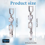 3 Pcs Bracelet Extender Silver Necklace Extenders for Women Crystal Rhinestone Foldover Extension Jewelry Clasps for Bracelet Necklace Jewelry Making (White Gold)