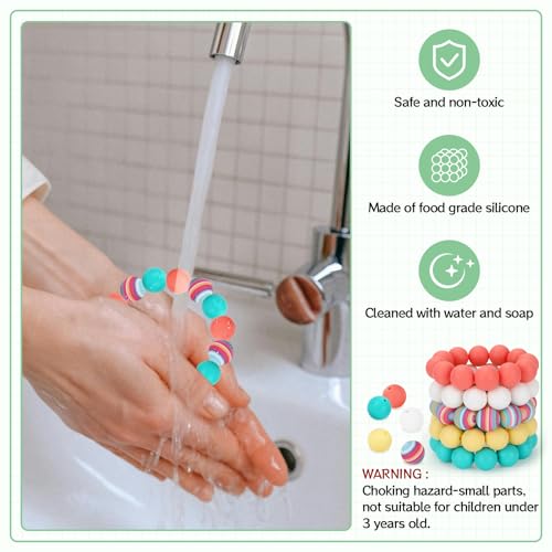 100 Pcs 15mm Silicone Beads for Keychain Making, Pink Gream Silicone Beads Bulk Round for Bracelets Pens Crafts Jewelry Making (Rainbow) - color: Rainbow