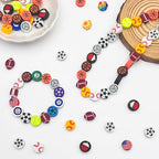650pcs Sports Polymer Clay Beads Bracelet Making Kit, Gold Beads Clay Bead Charms, Baseball Football Basketball Soccer Volleyball, Clay Bead Charms for Jewelry Making, Necklace, Earring - color: Sports balls