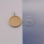 10 Wooden Base Glass Dome Pendants with Hollow Glass Cabochons Charms (25mm Dome, Wood Color) - size: 25mm Dome Wood Color