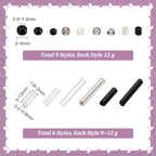 PH PandaHall 5000pcs+ Glass Seed Beads 15 Styles Bugle Beads Tube Bead Black White Silver Small Waist Bead for Punk Style Jewelry Making Bracelet Beading Weaving Embroidery DIY Craft Summer - color: Black White