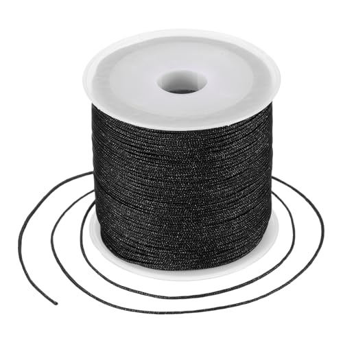 MECCANIXITY 0.8mm Nylon String for Bracelets, 44 Yards Satin Nylon Beading Thread Chinese Knotting Cord for Jewelry Making DIY Craft Beading Friendship Necklace Bracelet(Black) - color: Black, size: 0.8mm