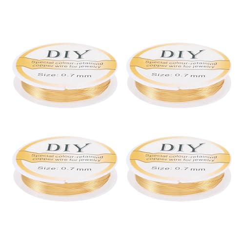 4 Rolls 21 Gauge 14K Gold Plated Copper Wires, 0.7mm Metal Jewelry Beading Copper Craft Wire, Golden Tarnish Resistant Copper Beading String Wire for DIY Crafts Jewelry Making Supplies - color: Golden, size: 0.7 mm / 21 Gauge