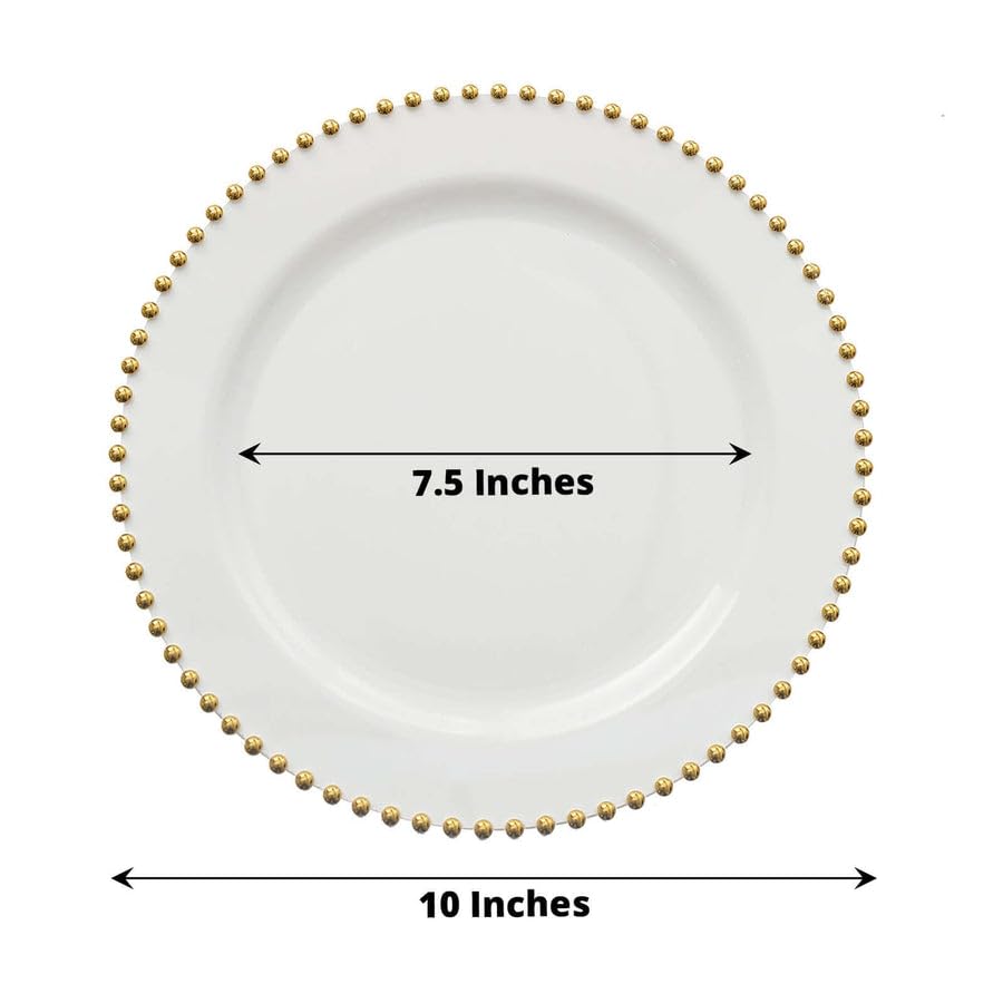 8" Salad Plates - Set of 30 - Plastic Clear/Gold Round Disposable Dessert Appetizer Plate Beaded Rim, Ideal for Dinner Party Wedding Bulk Events - color: Clear/Gold, size: 8" Salad Plate, 30 Pack