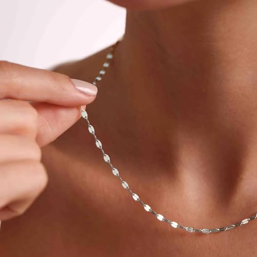 24PCS Stainless Steel Necklace Chains for Jewelry Making 2MM Stainless Steel Sparkly Lip Link Chains Bulk for DIY Necklace - color: stainless steel(2mm/ 18 inches)