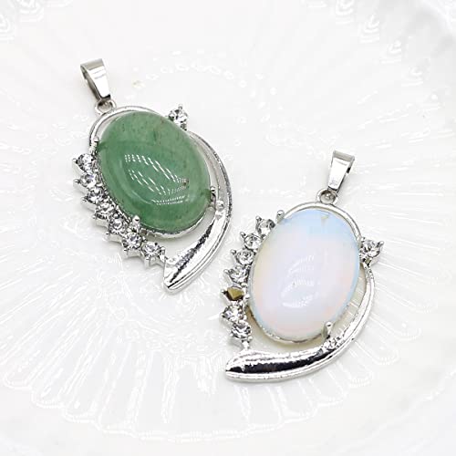 QSLLER 5PCS Natural Opal Rose Quartz Stone Pendant Agate Tiger Eye Stone Healing Crystal Charms for Jewelry Making DIY Necklace Earrings