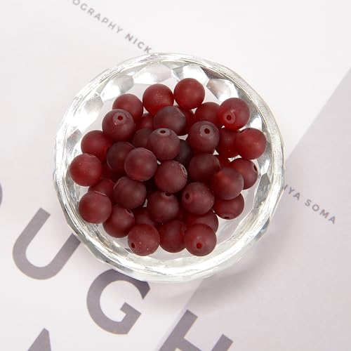 65Pcs 6mm Frosted red Agate Natural Round Loose Real Stone Beads Gemstone Genuine for DIY Hand Made Craft Jewelry Bracelet Earring Necklace String Making Energy Healing Power - color: Frosted red agate, size: 6mm