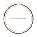 Crystal Choker Necklaces for Women,4mm Handmade Natural Stone Choker Beaded Necklace Healing Crystal Necklace Gemstone Bead Necklaces for Women - color: Tiger Eye