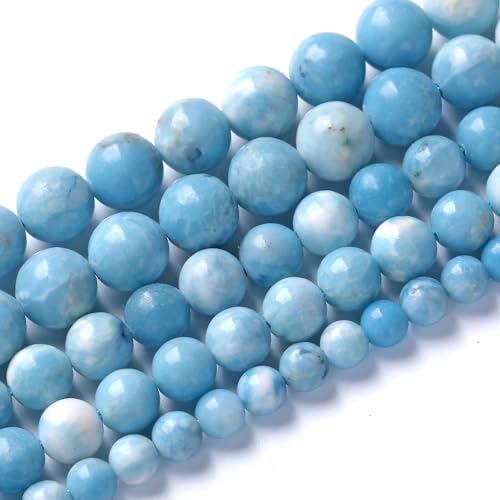 32pcs 12mm Larimar Beads Natural Gemstone Round Loose Beads for Jewelry Making Energy Crystal Healing Power - color: Blue Larimar Stone, size: 12mm