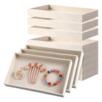 12 Pack 1 Grid Velvet Jewelry Trays, Stackable Jewelry Drawers Organizer Inserts, Beige Jewelry Storage Display Trays for Necklace, Earring, Ring, Bracelet, 8x4.6x0.91 Inches