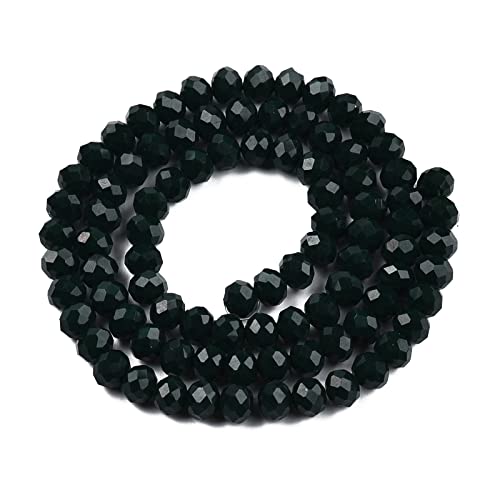 10 Strands Briolette Faceted Rondelle Glass Beads 4x3mm Tiny Opaque Glass Loose Beads 1230pcs for Bracelets Jewelry Making - color: Dark Green, size: 4x3mm