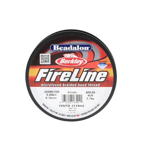 Beadalon FireLine Beading Thread by Berkley, 0.006", Break Strength 6 lb, Smoke, 125 yd - color: Smoke, style: 6 Lb / 125 Yd