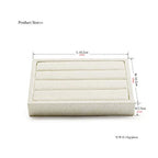 Oirlv linen 3 Slots Ring Earrings Display Trays Showcase Jewelry Organizer (creamy-white,rectangle) - size: rectangle
