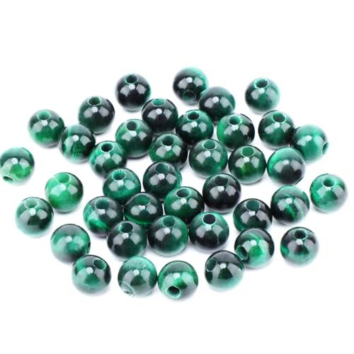 AD Beads Big Hole 2.5mm Natural Gemstone Beads – 6mm 8mm 10mm Round Loose Beads for Jewelry Making, Weaving, and Leather Cord (Green Tiger Eye, 8mm 40pcs) - color: Green Tiger Eye, size: 8mm 40pcs