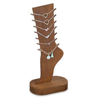 MOOCA 2 Pcs Set Two-Way Tabletop or Wall-Mountable Jewelry Display Natural Wood Foot-Shaped Bracelet Display, Anklets Display Storage, Wood Sturdy Base, Brown Color - color: Brown