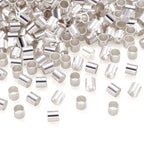 Pandahall 400Pcs Tiny Brass Tube Crimp Beads End Caps Column Crimps Stopper Beads Nickel Free for DIY Jewelry Making (Silver Color)