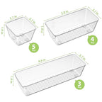 12 Piece Clear Drawer Organizer Set, 3 Sizes Bathroom Vanity Organizer Trays and Storage Bins for Makeup, Cosmetics, Jewelry, and Gadgets. Perfect for Office, Kitchen, Bedroom, Bathroom Use. - size: 12pcs-3size