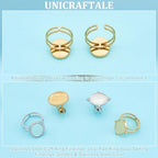 UNICRAFTALE 8Pcs 2 Colors Stainless Steel Open Cuff Rings Components Bezel Cup Rings Settings Gold Plated Oval Pad Ring Blanks Base Adjustable Blank Ring Tray 14x10.5mm for DIY Jewelry Making - size: Tray: 14x10.5mm