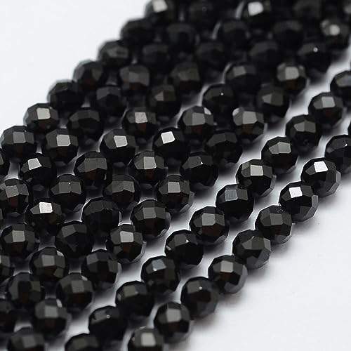 LiQunSweet 130 Pcs 3mm Natural Black Spinel Beads Strands Faceted Round Small Loose Crystal Gemstone Bead Spacer for DIY Jewelry Craft Making - color: Natural Black Spinel Beads_3mm