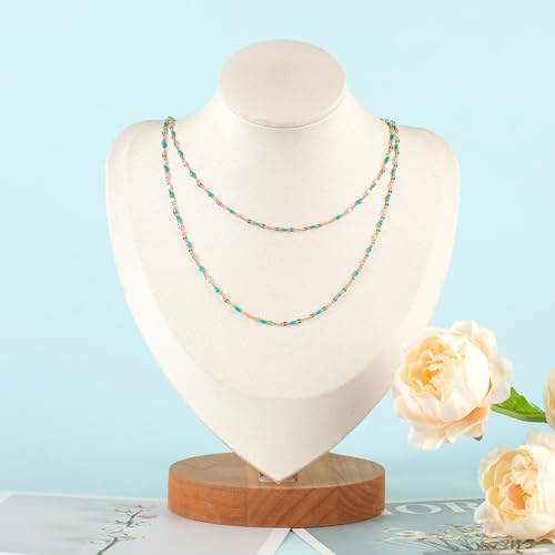 UMAOKANG 16.4 Feet Gold Plated Stainless Steel Jewelry Chain Roll Blue Enamel Bead Necklace Chain Handmade Craft Chains Bulk - color: Gold-Blue
