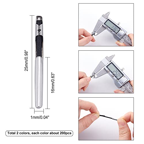 UNICRAFTALE About 400pcs Black & White Elastic Barbed Cord with Stainless Steel Findings Stretch Cord with Metal Ends Metal Barbs Barbed Fasteners for Binding Hanging Findings - size: 25mm