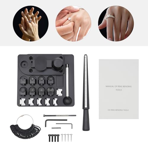 FLYHERO Portable Ring Bender Tool, Jewelry Ring Bending Machine Multi-Functional Rings Bending Maker Kit Jewelry Making Repair Tools for DIY Rings Metals (Black) - color: Black