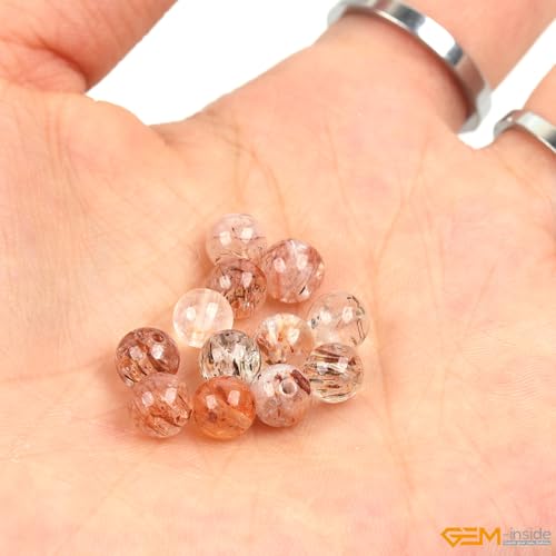 GEM-Inside 63Pcs 6mm Round Natural Brown Super Seven Quartz Gemstone Semi Precious Chakras Stone Beads for Bracelet Necklace Jewelry Making Strand 15"