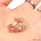 GEM-Inside 63Pcs 6mm Round Natural Brown Super Seven Quartz Gemstone Semi Precious Chakras Stone Beads for Bracelet Necklace Jewelry Making Strand 15"