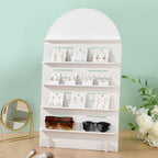 DoubleFill 5 Tier Wooden Earring Display for Vendor Arch Jewelry Display Stand Rack with Adjustable Height for Retail Selling - color: Grey White