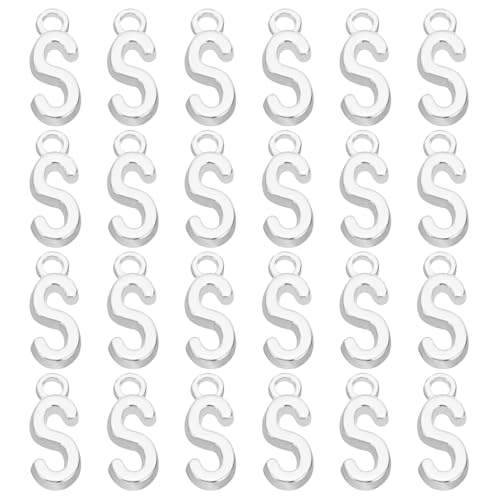 PATIKIL Letter Charm, 50pcs Alphabet Initial Pendant Charm Bulk DIY for Jewelry Making Bracelets Earrings Necklace - style: S