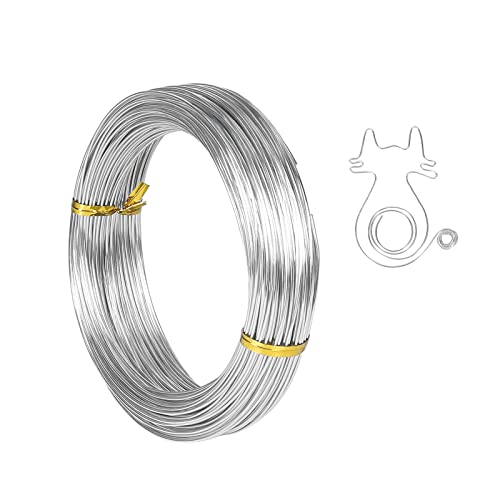 18 Gauge Aluminum Craft Wire, 165 Feet 1mm Bendable Metal Wire for Jewelry Making, Sculpting, Floral Making, Wreath Making, Crafting, Wire Wrapping, Christmas Ornaments (Silver) - color: Silver