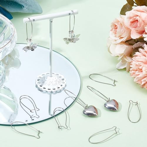 1 Box 120Pcs Kidney Wire Earring Hooks Silver Earring Wires Stainless Steel U Shaped Ear Wires Teardrop Dangle Drop Long Earring Findings for Jewelry Making Supplies DIY Craft Women Beginner - size: 33x13.5x0.6mm
