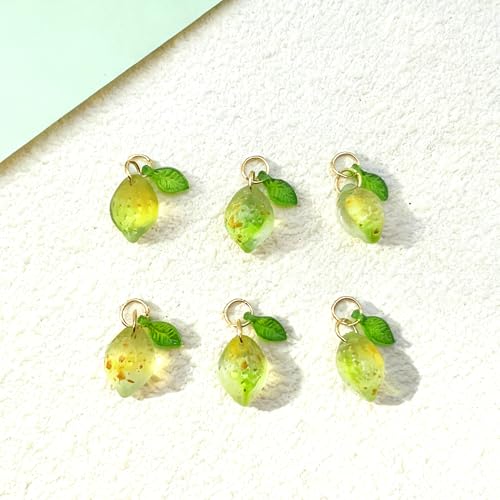 50pcs Glass Pendant Charms - Multicolor Theme Drops for Necklace Craft, Jewelry Making Supplies (Various Styles) - style: Lemon Lime