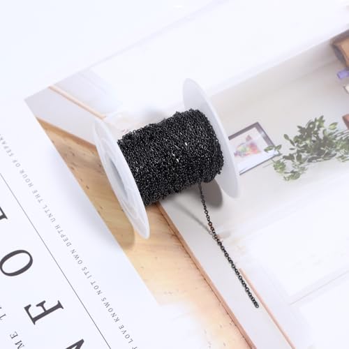 Topacket 33Feet Black Stainless Steel Necklace Chains Cable Link Chains for Jewelry Making DIY Craft Kit with Lobster Clasps Jump Rings - color: Black, size: 1.0mm