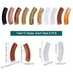 PH PandaHall 80pcs Opaque Acrylic Tube Beads, Curved Noodle Slide Beads Spacer Loose Bead Long Tube Charm Bead for DIY Bracelet Jewelry Making Craft Supplies, Hole: 1.8mm - color: Brown Color