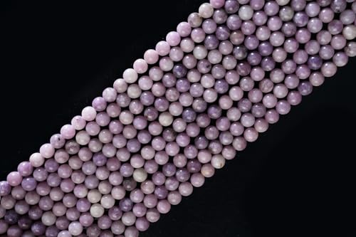 Natural Lepidolite Beads - Smooth Round Gemstone String for Jewelry Making | Available in 4/6/8/10 MM | Perfect for Crafting Unique Design - size: 6 MM