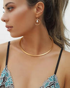 Aobei Pearl 18K Gold Plated Cuff Choker Necklace for Women Chunky Wire Chain Collar Jewelry - style: Buckle Cuff Choker