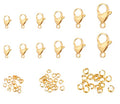 120pcs Gold Color 304 Stainless Steel Lobster Clasps Claw Clasps and Open Jump Rings for Bracelet Necklace Jewelry Making Findings - color: 0158