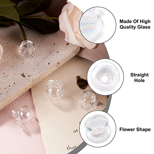 FASHEWELRY 10pcs Handmade Glass Trumpet Flower Beads Colorful Crystal Floral Spacers Bulk for Jewelry Bracelets Earring Craft Making (Clear AB) - color: Clear AB