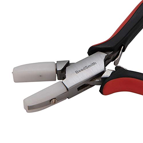 The Beadsmith Flat Nylon Jaw Pliers – Fine Tips – 5 inches (127mm) – Ergonomic Handle with Double Leaf Springs – Jewelry Making Tool for Creating Bracelets, Earrings and Necklaces - size: Flat Nylon Jaw - 5"
