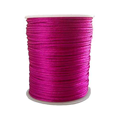 1.5mm Nylon Satin Cord Thread Beading String for Macrame Bracelets Chinese Knotting,Necklaces,Jewelry Making 109 Yards (Rose Red) - color: Rose Red, size: 1.5mm
