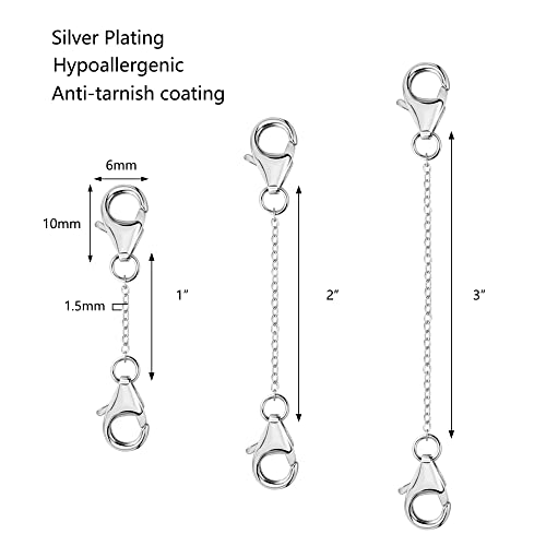 Necklace Extender White Gold Plated Brass Chain Extenders Extension for Necklace Bracelet Anklet（1 2 3 inch） - color: B-White Gold