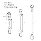 Necklace Extender White Gold Plated Brass Chain Extenders Extension for Necklace Bracelet Anklet（1 2 3 inch） - color: B-White Gold