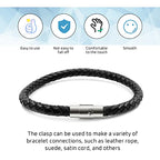 Junkin 6 Pcs Cord End Caps Leather Magnetic Clasps 6 mm for Bracelet Making Stainless Steel Bracelet End Caps Clasps Closures Leather with Locking Mechanism for Jewelry Crafts