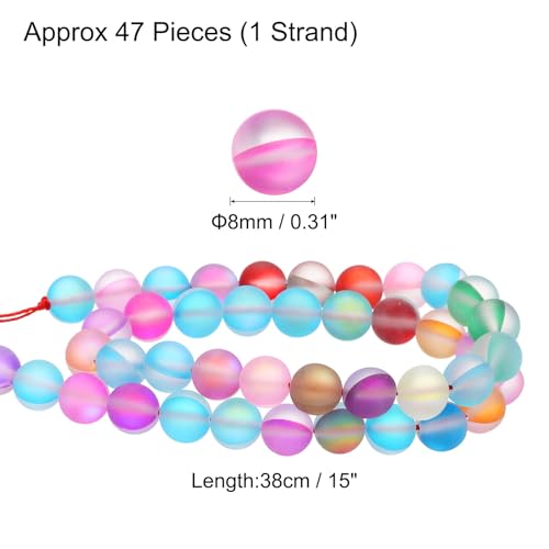 uxcell Matte Crystal Glass Beads 8mm Synthetic Frosted Shining Semi-Precious Round Loose Beads Synthetic Moonstone for Jewelry Making DIY Bracelet, Mixed Color - size: 8mm