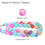 uxcell Matte Crystal Glass Beads 8mm Synthetic Frosted Shining Semi-Precious Round Loose Beads Synthetic Moonstone for Jewelry Making DIY Bracelet, Mixed Color - size: 8mm