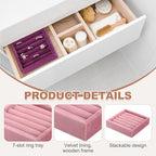 uxcell Stackable Jewelry Storage Tray, Jewelry Tray Drawer Organizer, Small Display Box for Earrings, Necklaces, Rings and Bracelets, Pink - color: Pink